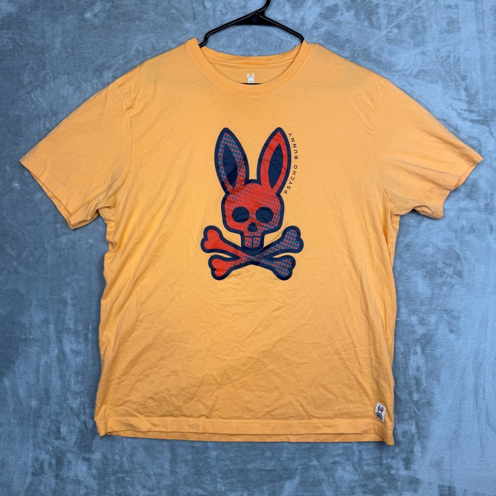 Psycho Bunny Mens Graphic T-Shirt Orange Blue Red Halftone Logo Cotton 8/XXL - Picture 4 of 13
